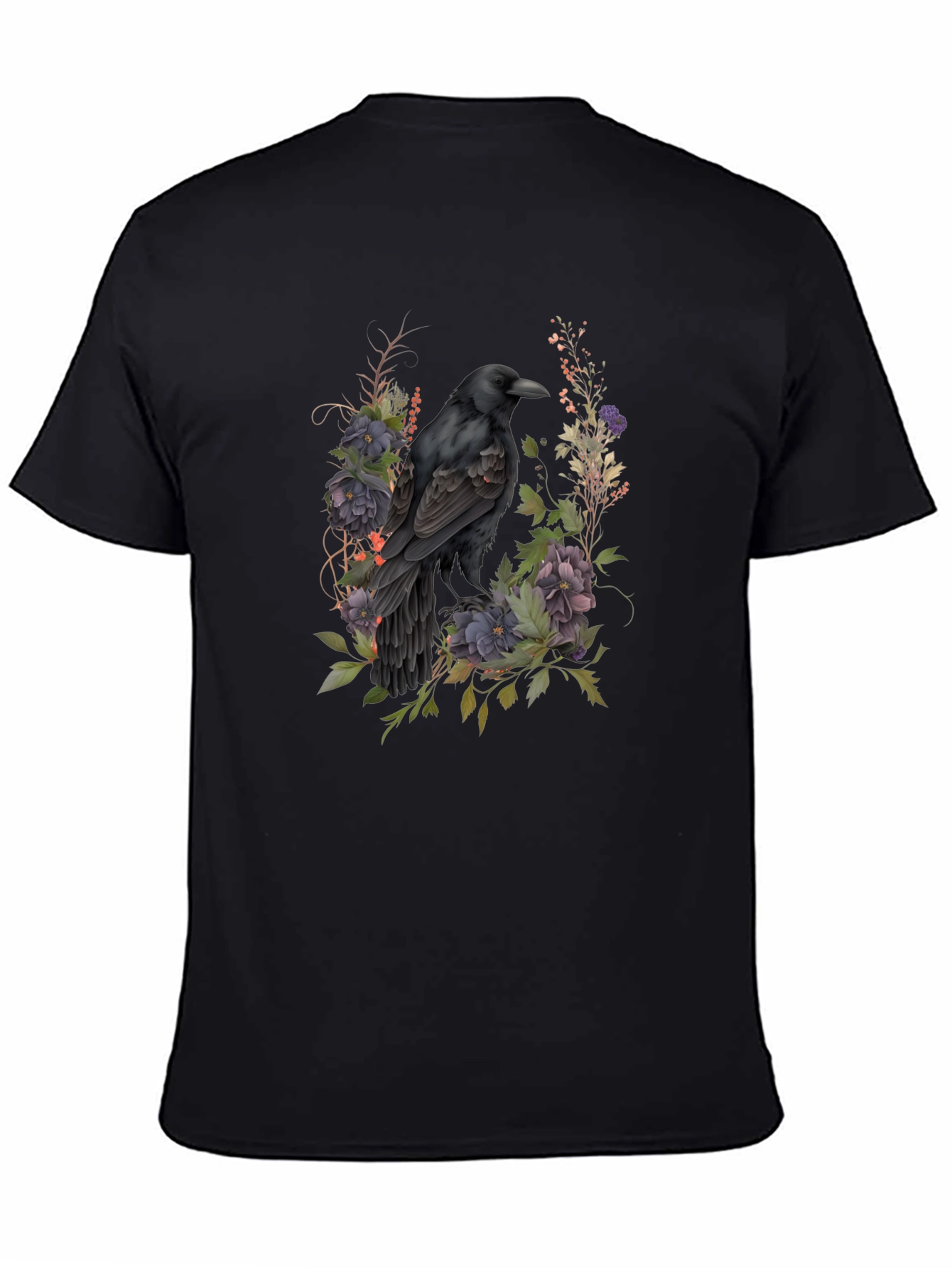 Raven Floral T-Shirt - Dark Gothic Style