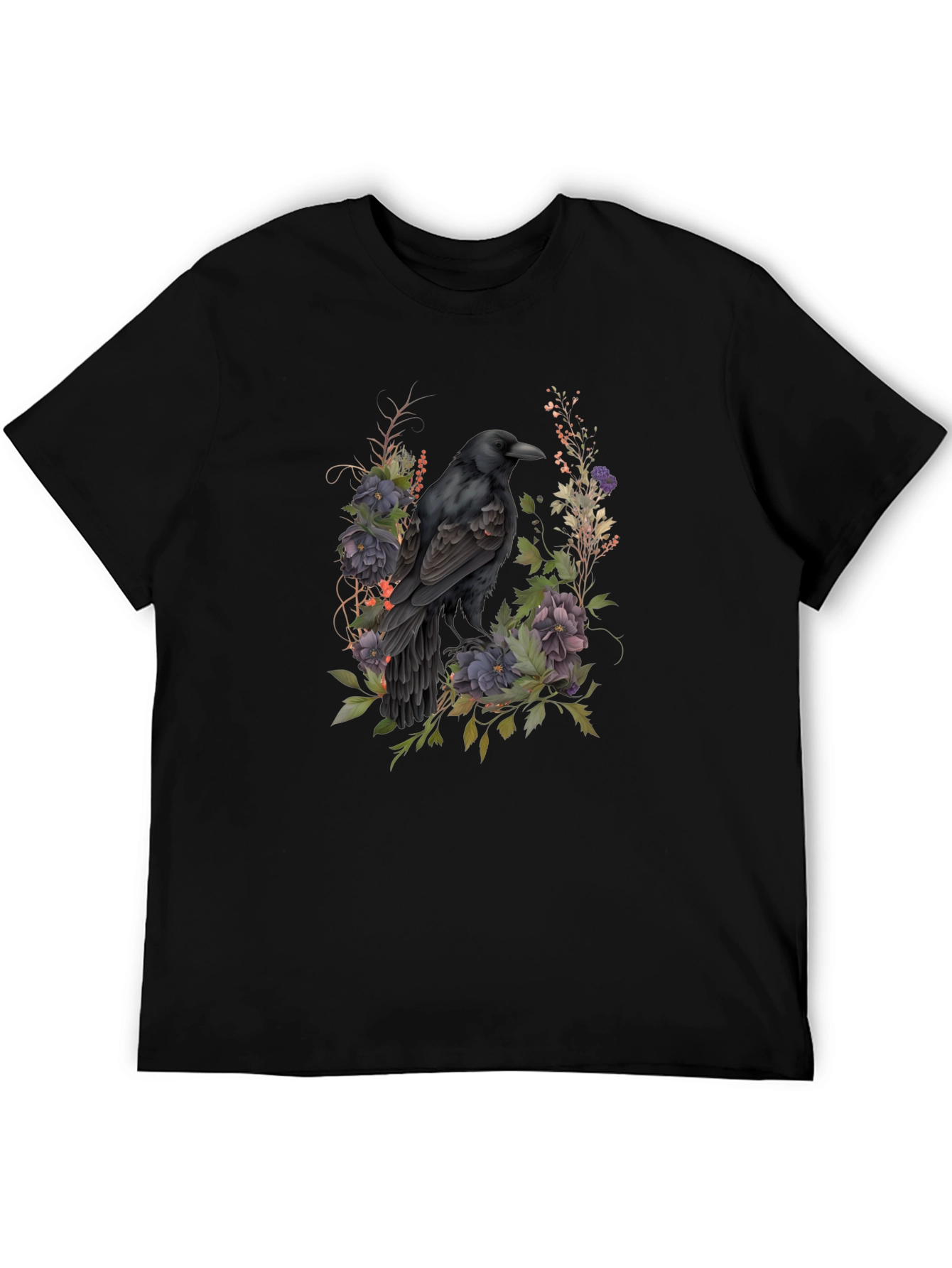 Raven Floral T-Shirt - Dark Gothic Style