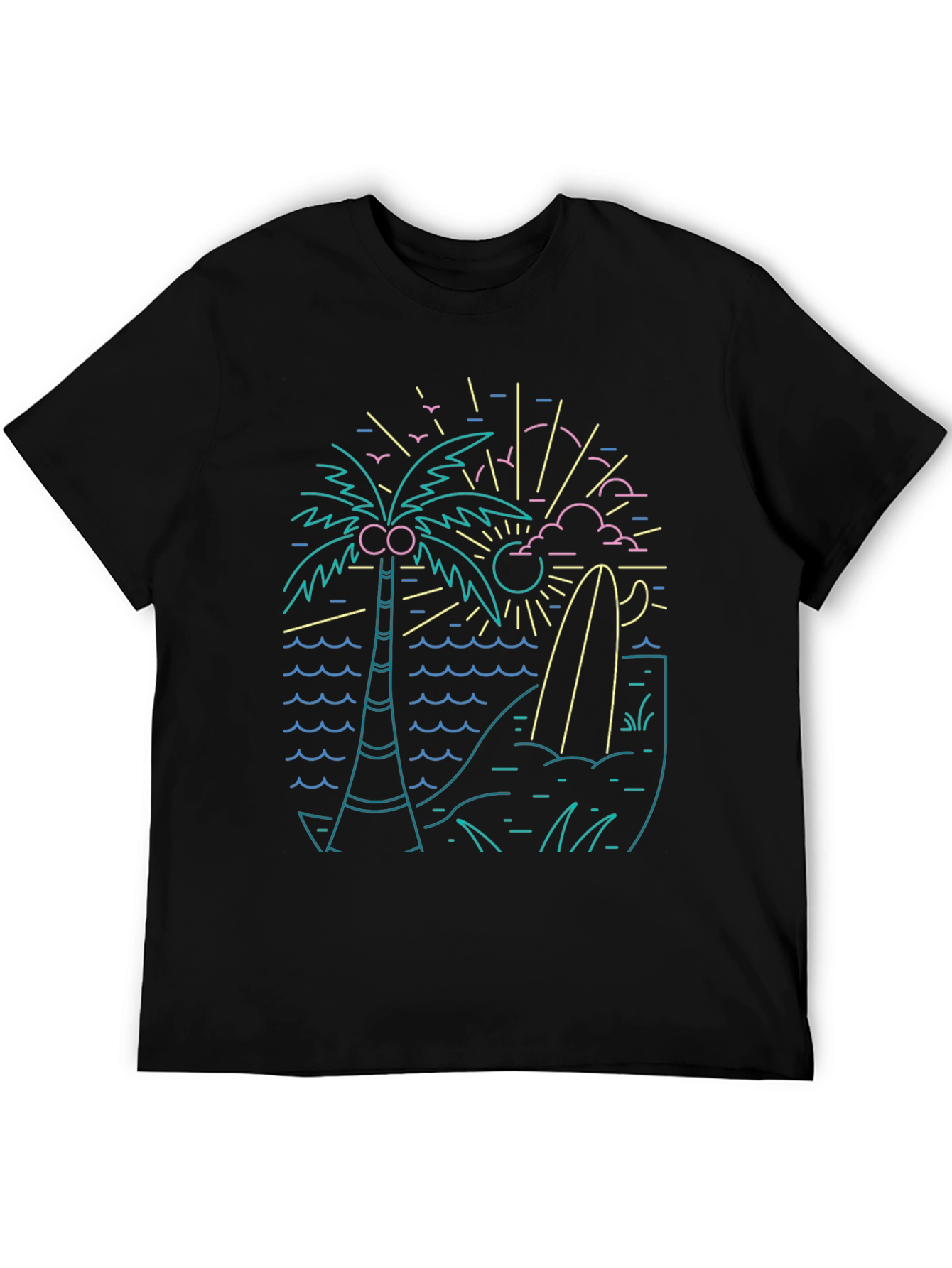 Retro Wave Graphic Tee - Black Cotton T-Shirt