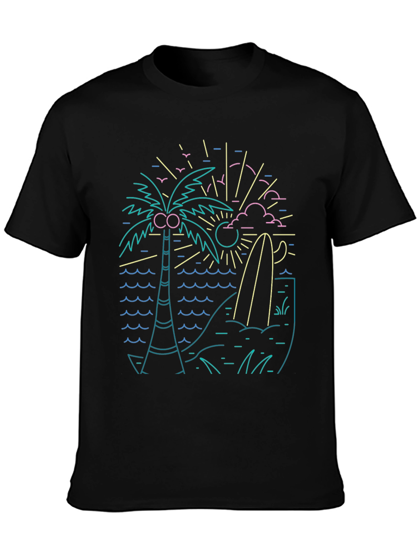 Retro Wave Graphic Tee - Black Cotton T-Shirt