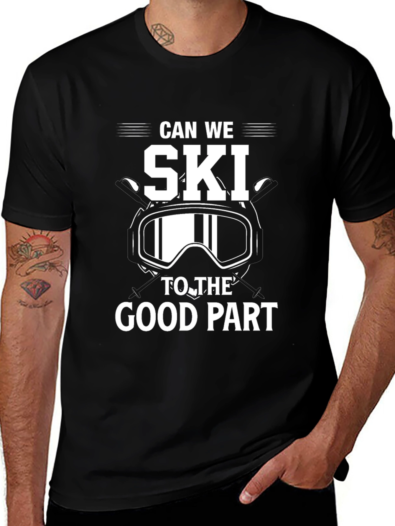 Can We Ski To The Good Part Black T-Shirt