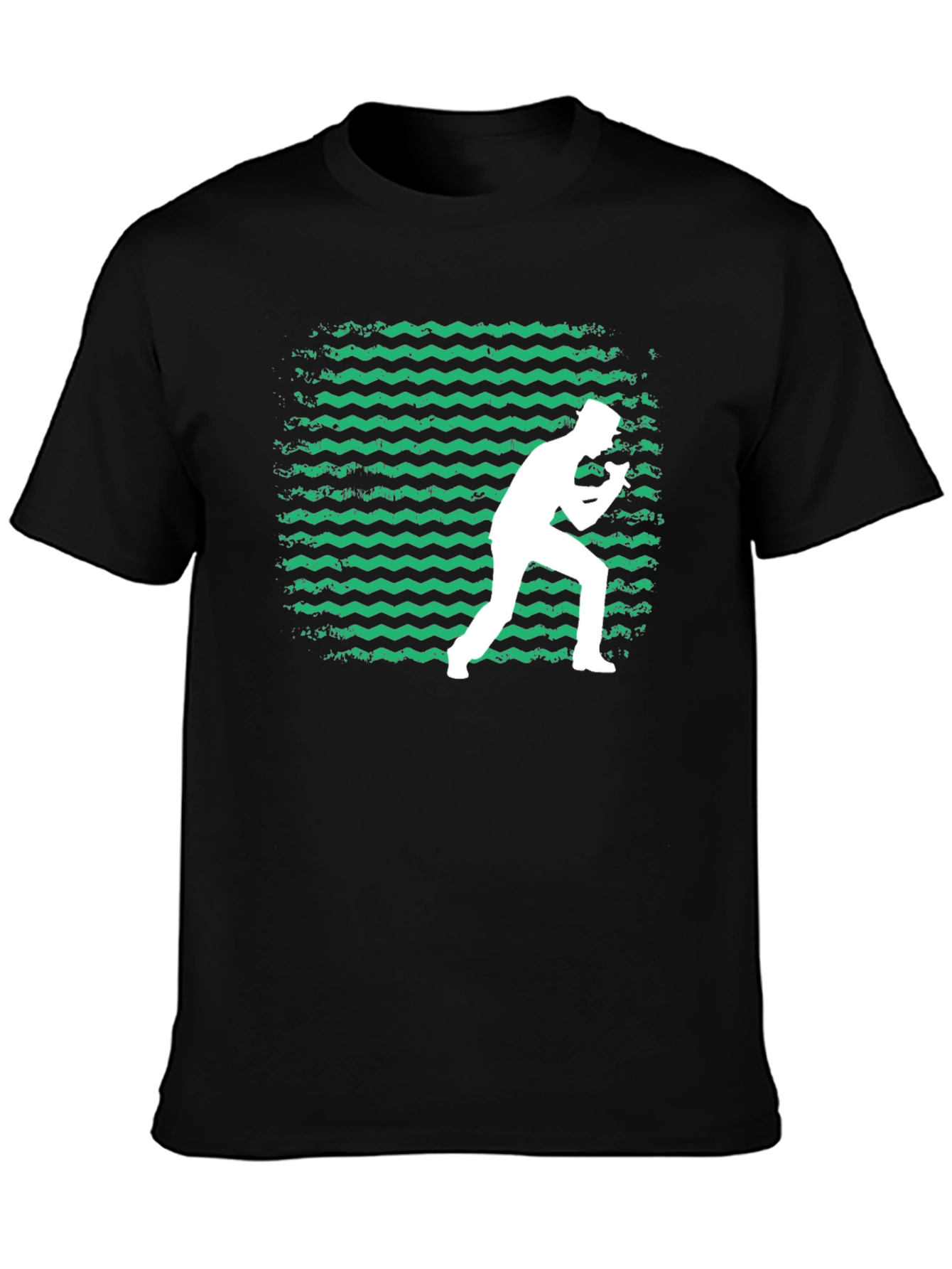 Retro Boxer Graphic Tee - Black Cotton