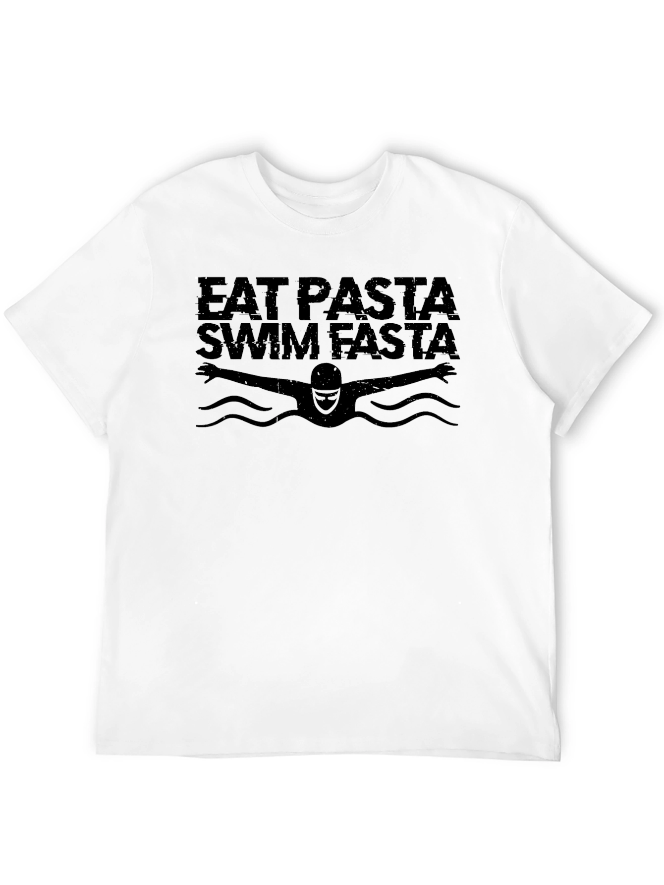 Eat Pasta Swim Fasta Black Graphic T-Shirt