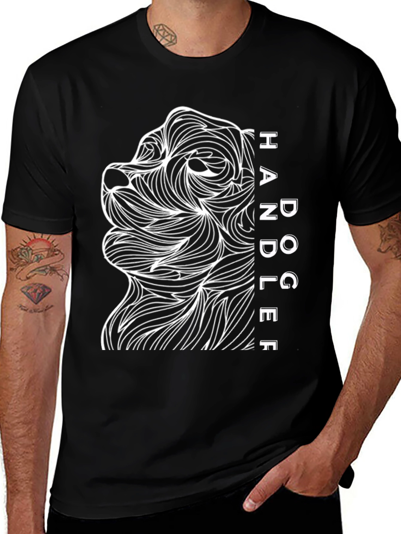 Dog Handler Graphic T-Shirt - Black