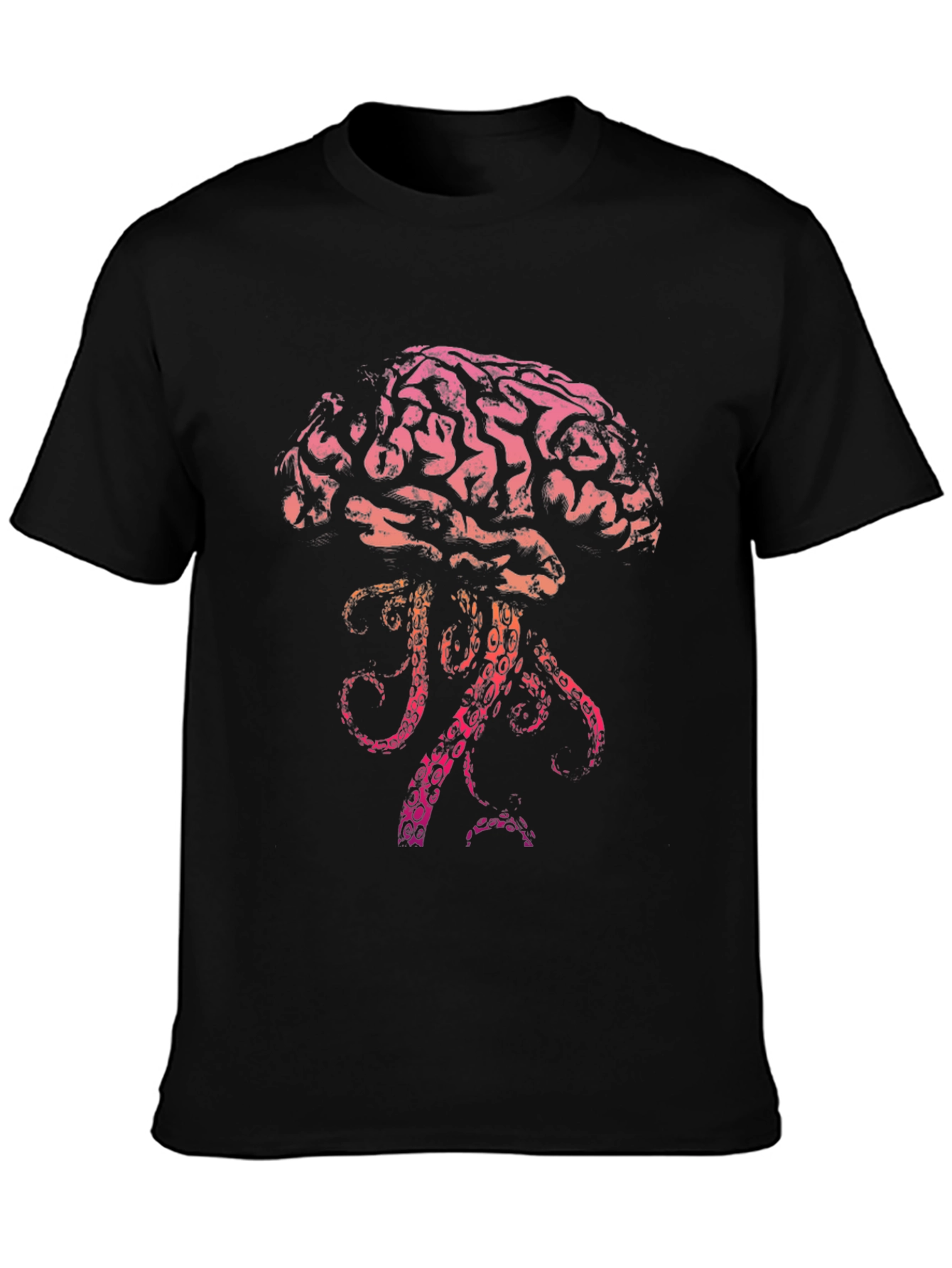 Brain-Jellyfish Graphic Black T-Shirt