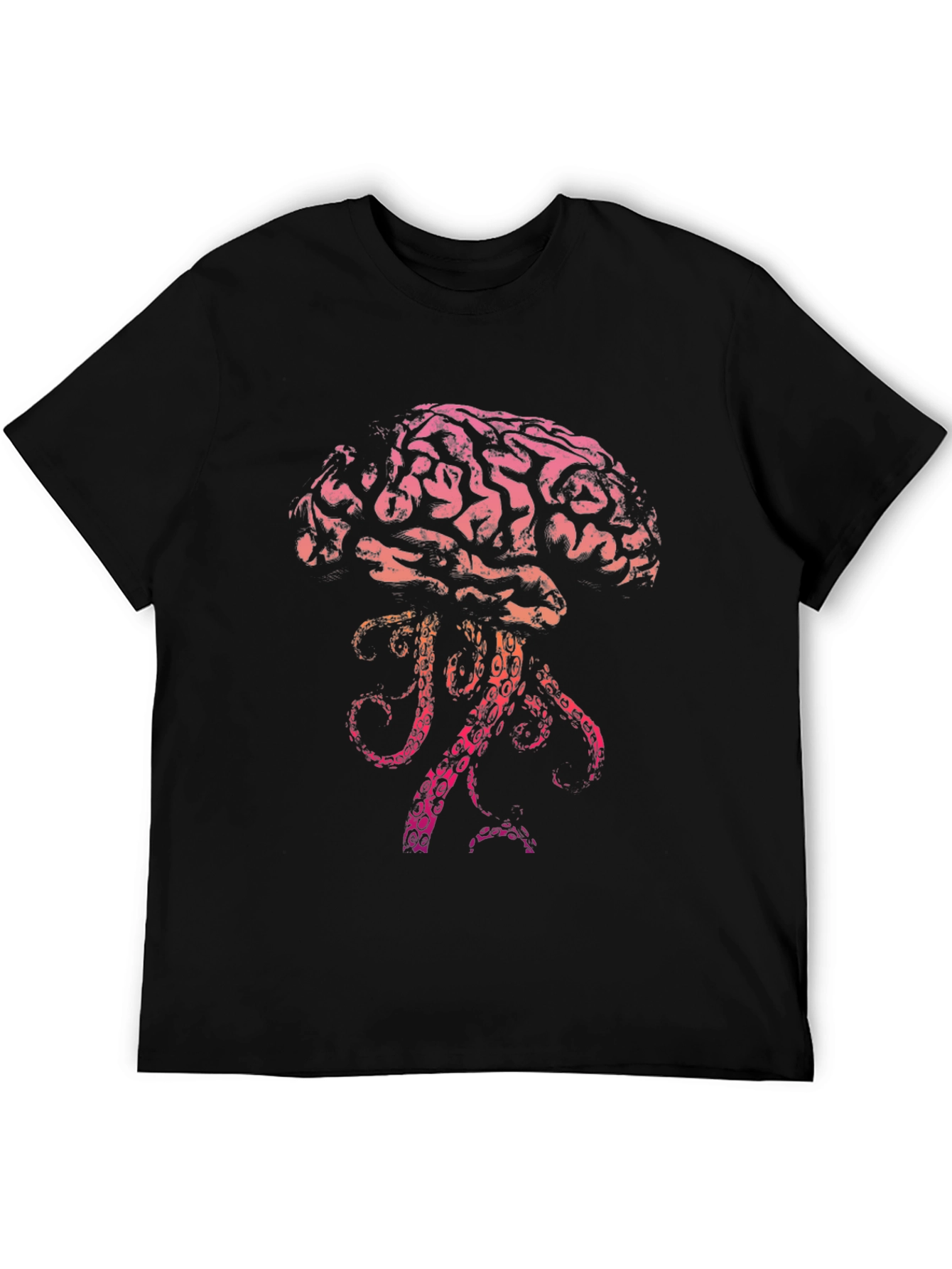 Brain-Jellyfish Graphic Black T-Shirt