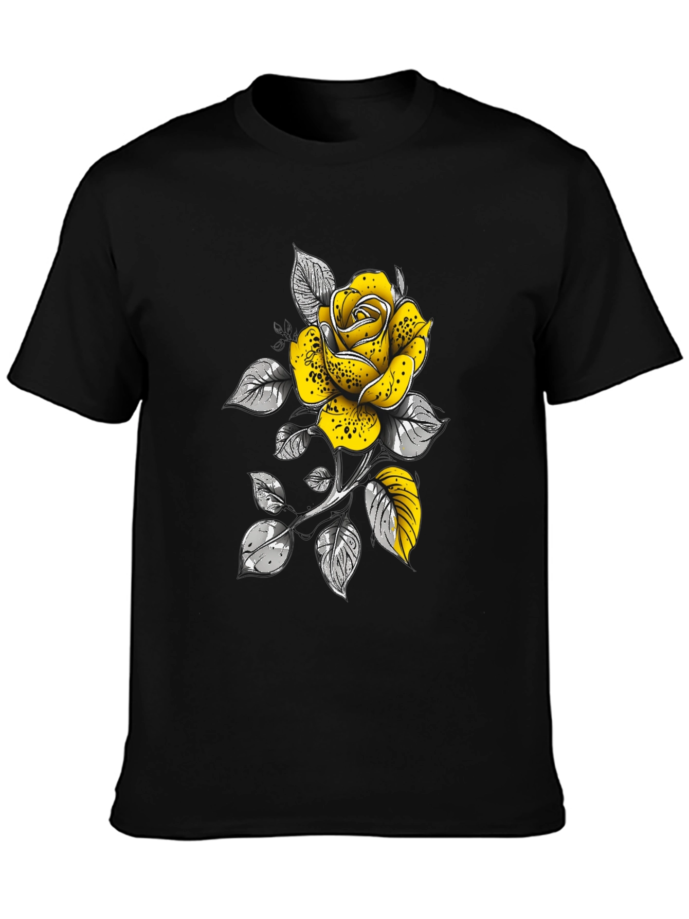 Rose Graphic T-Shirt - Stylish Black Tee