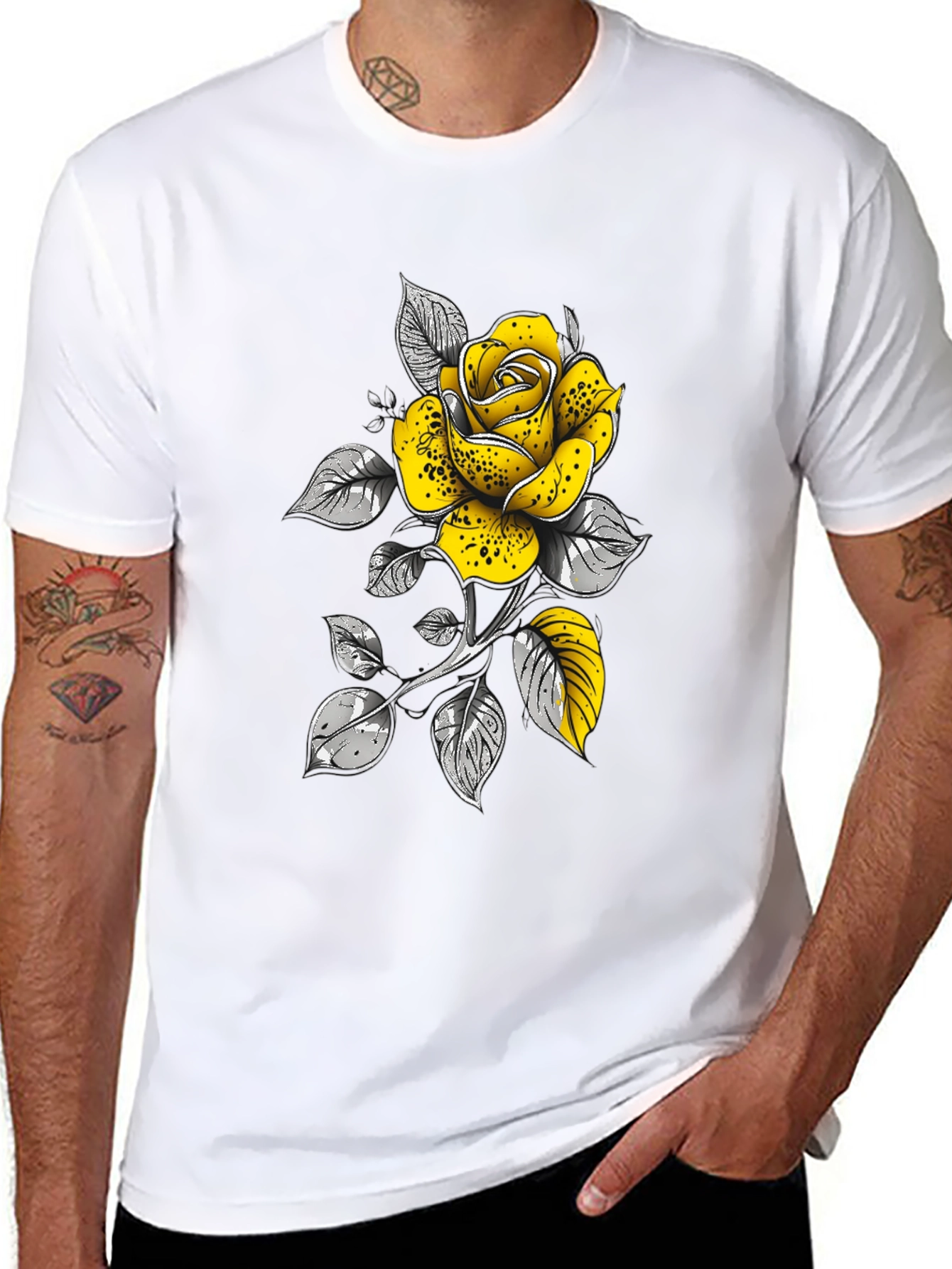 Rose Graphic T-Shirt - Stylish Black Tee