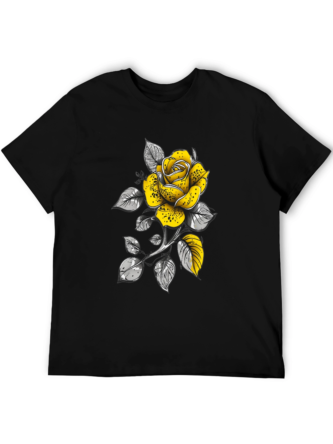 Rose Graphic T-Shirt - Stylish Black Tee