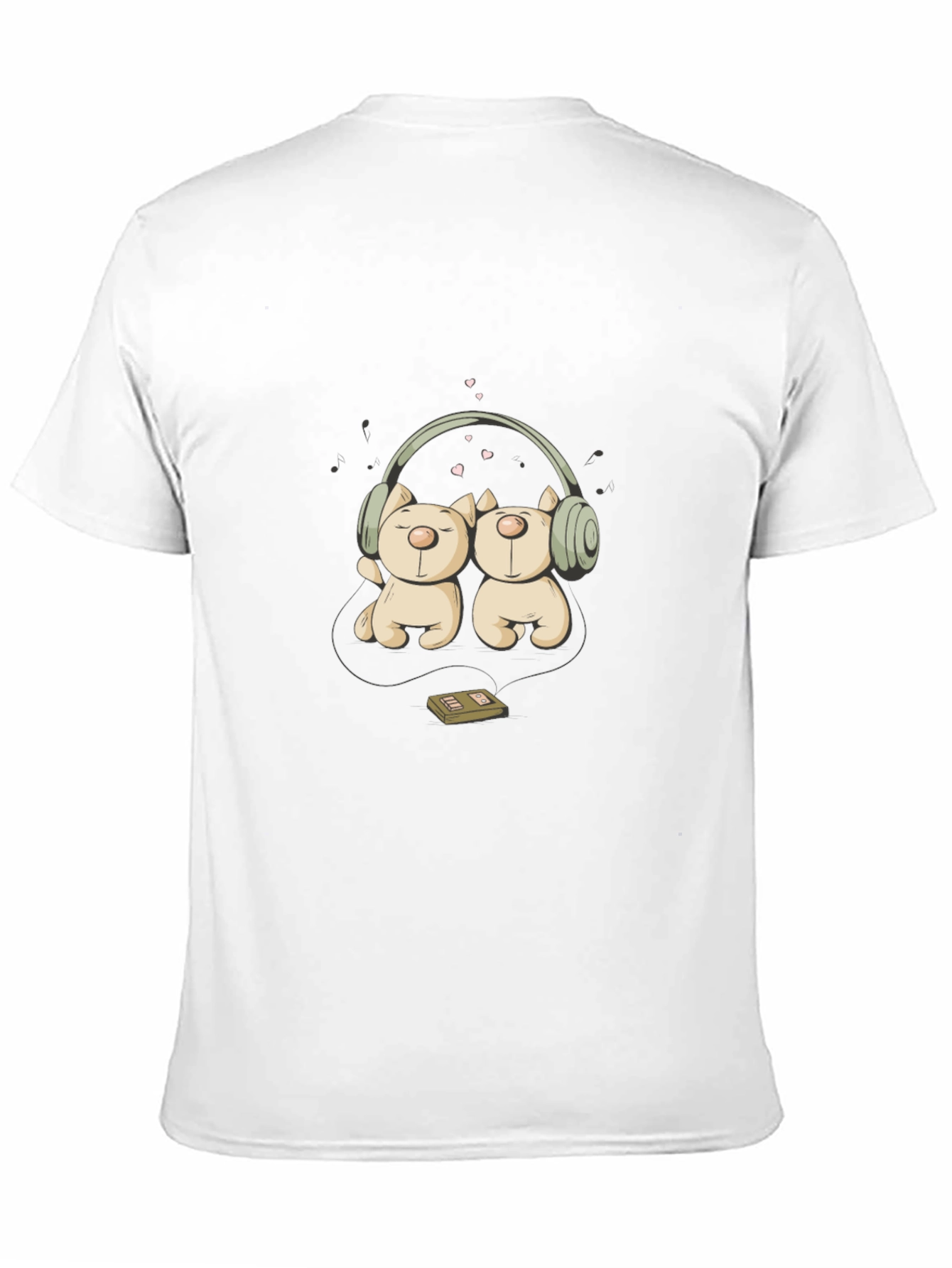 Cute Bear Couple Headphones Graphic Tee