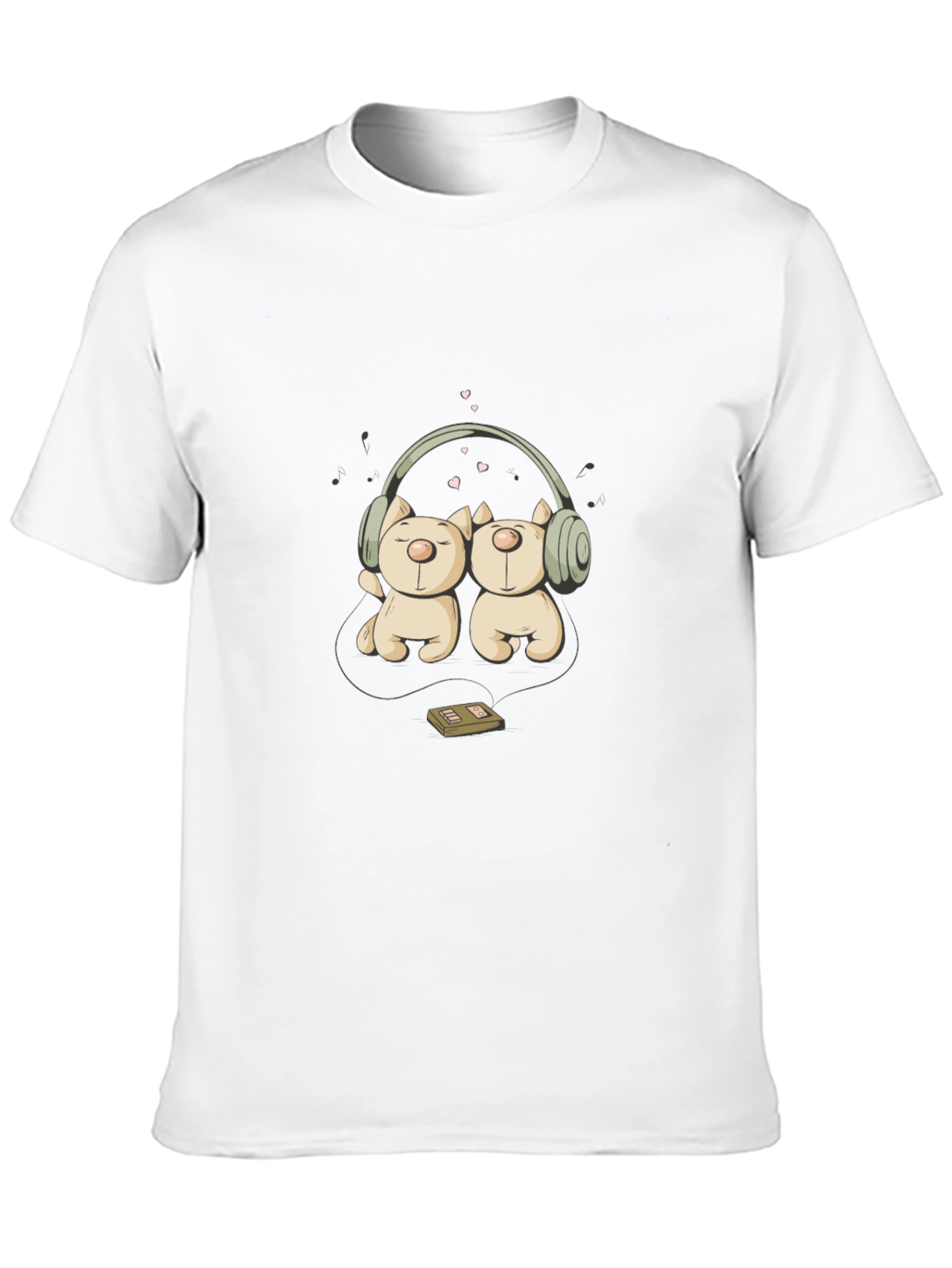 Cute Bear Couple Headphones Graphic Tee