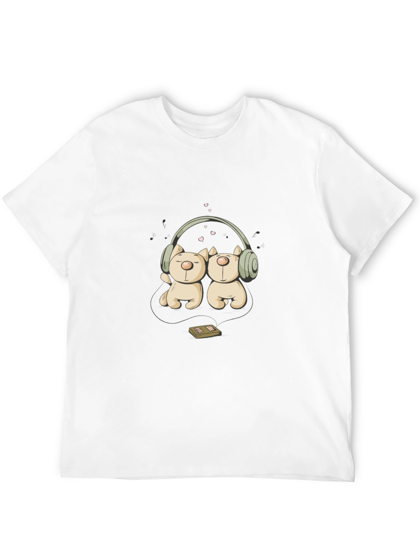 Cute Bear Couple Headphones Graphic Tee