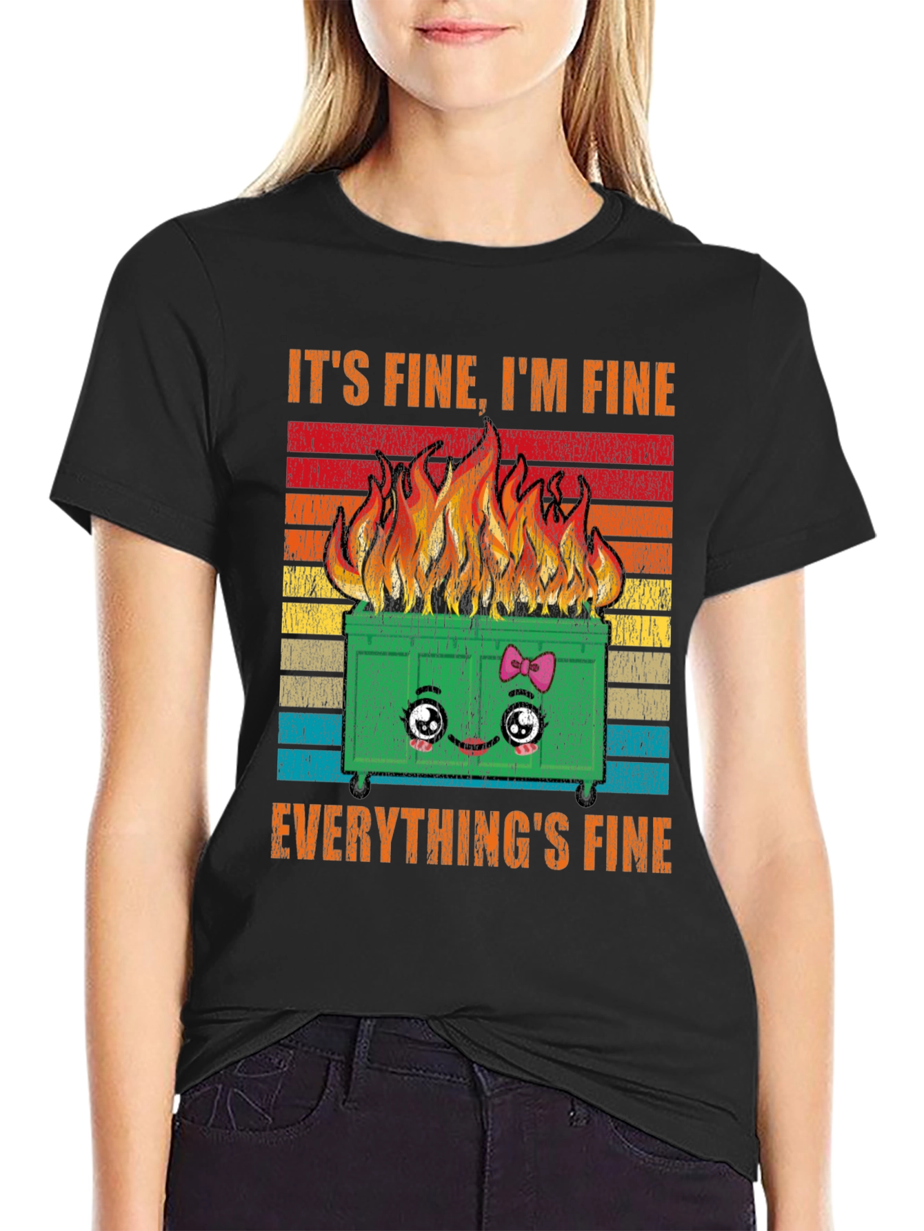 Its Fine Everythings Fine Dumpster Fire Graphic Tee