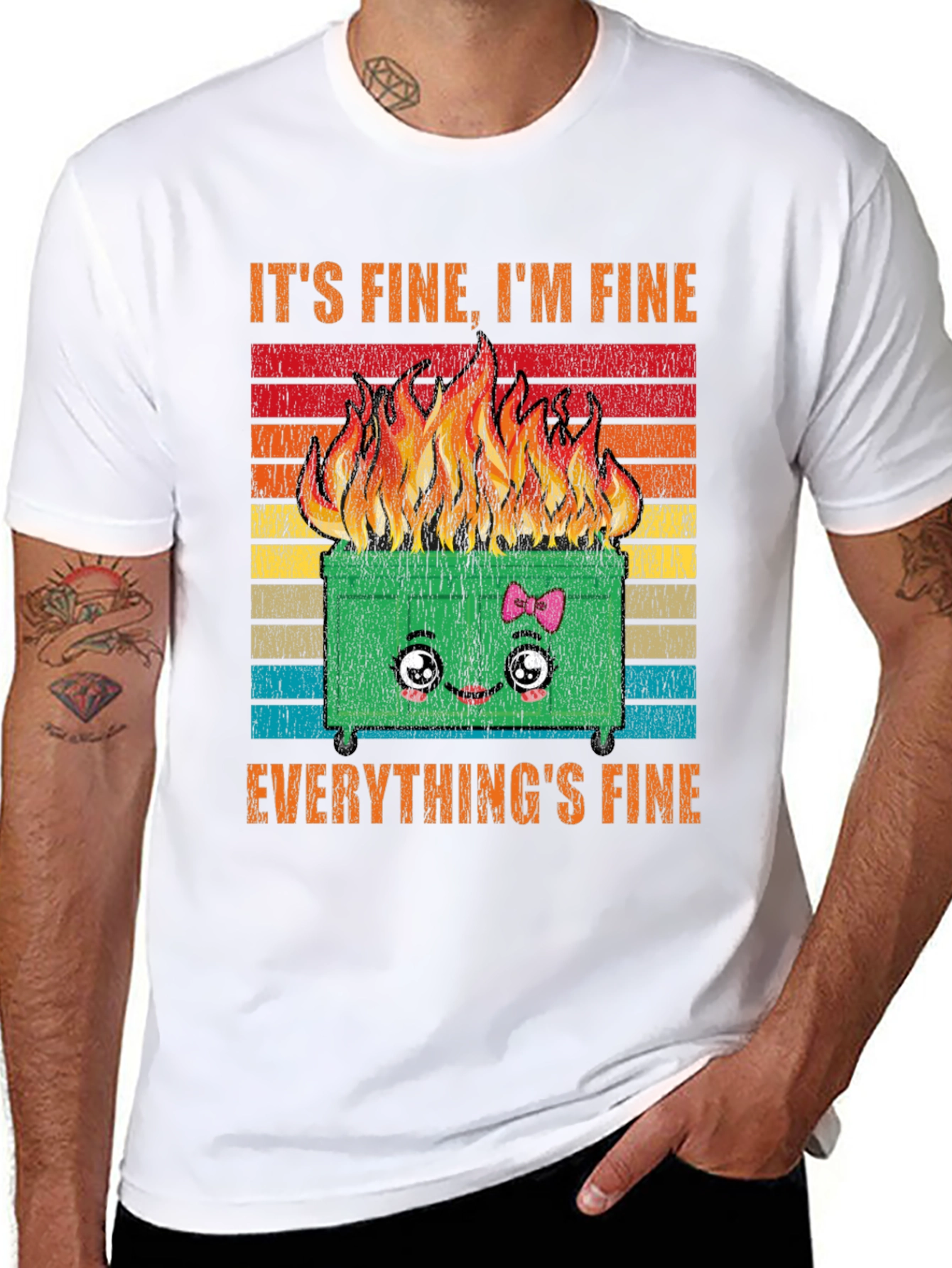 Its Fine Everythings Fine Dumpster Fire Graphic Tee