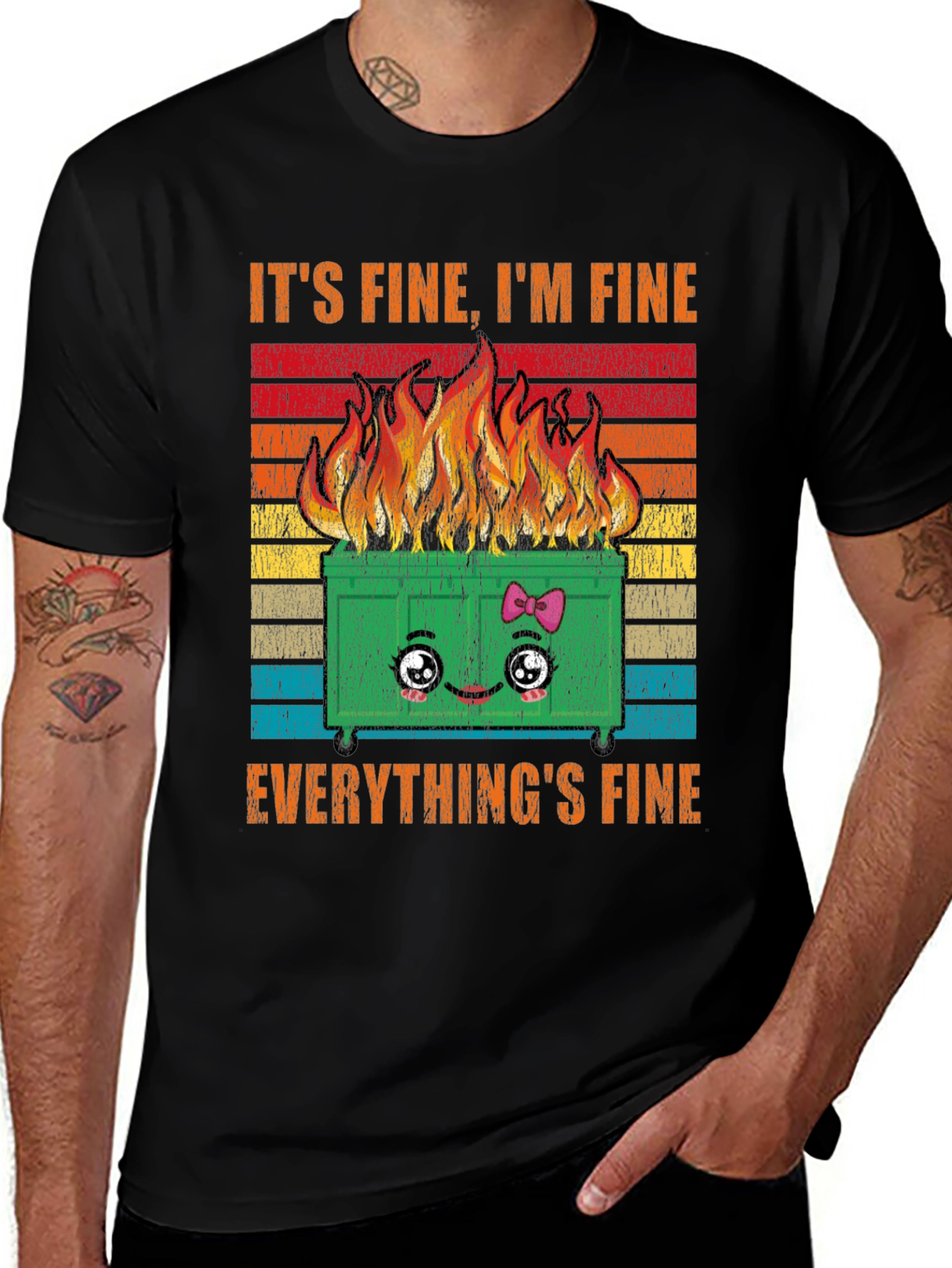 Its Fine Everythings Fine Dumpster Fire Graphic Tee