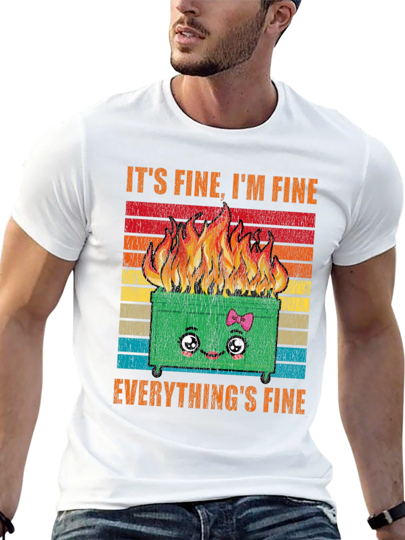 Its Fine Everythings Fine Dumpster Fire Graphic Tee
