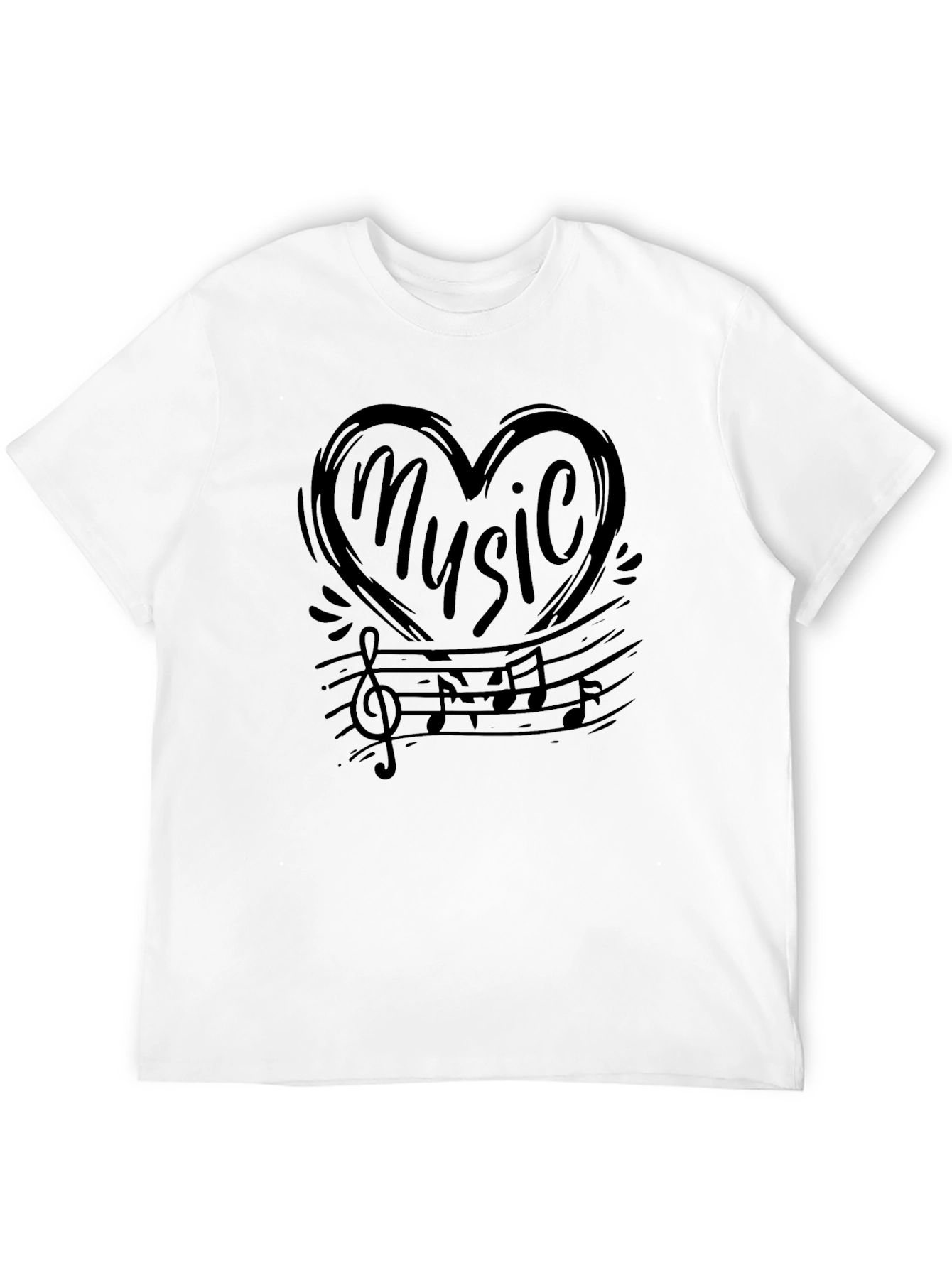 Music Heartbeat Graphic T-Shirt - Black