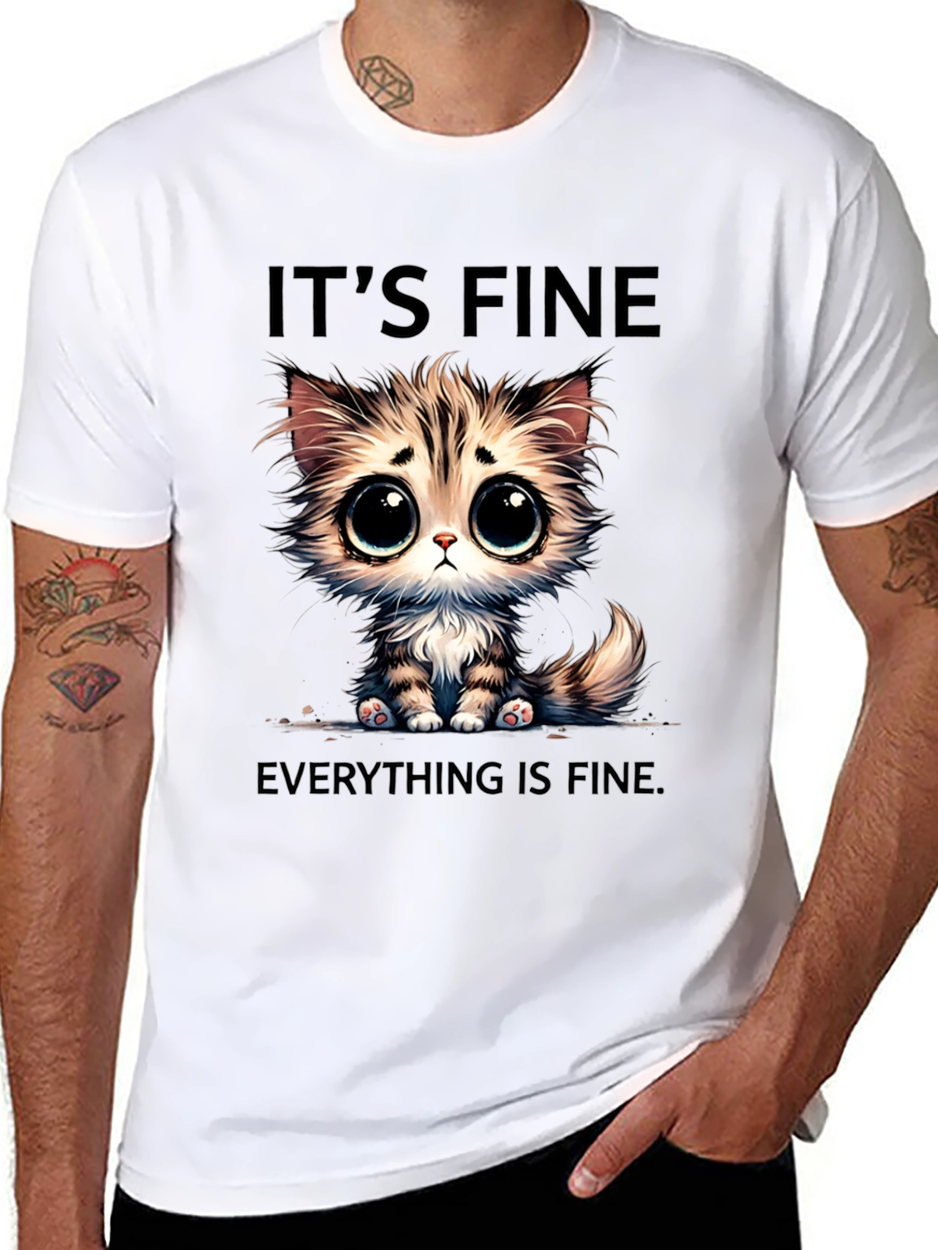 Its Fine Everything is Fine Cat T-Shirt