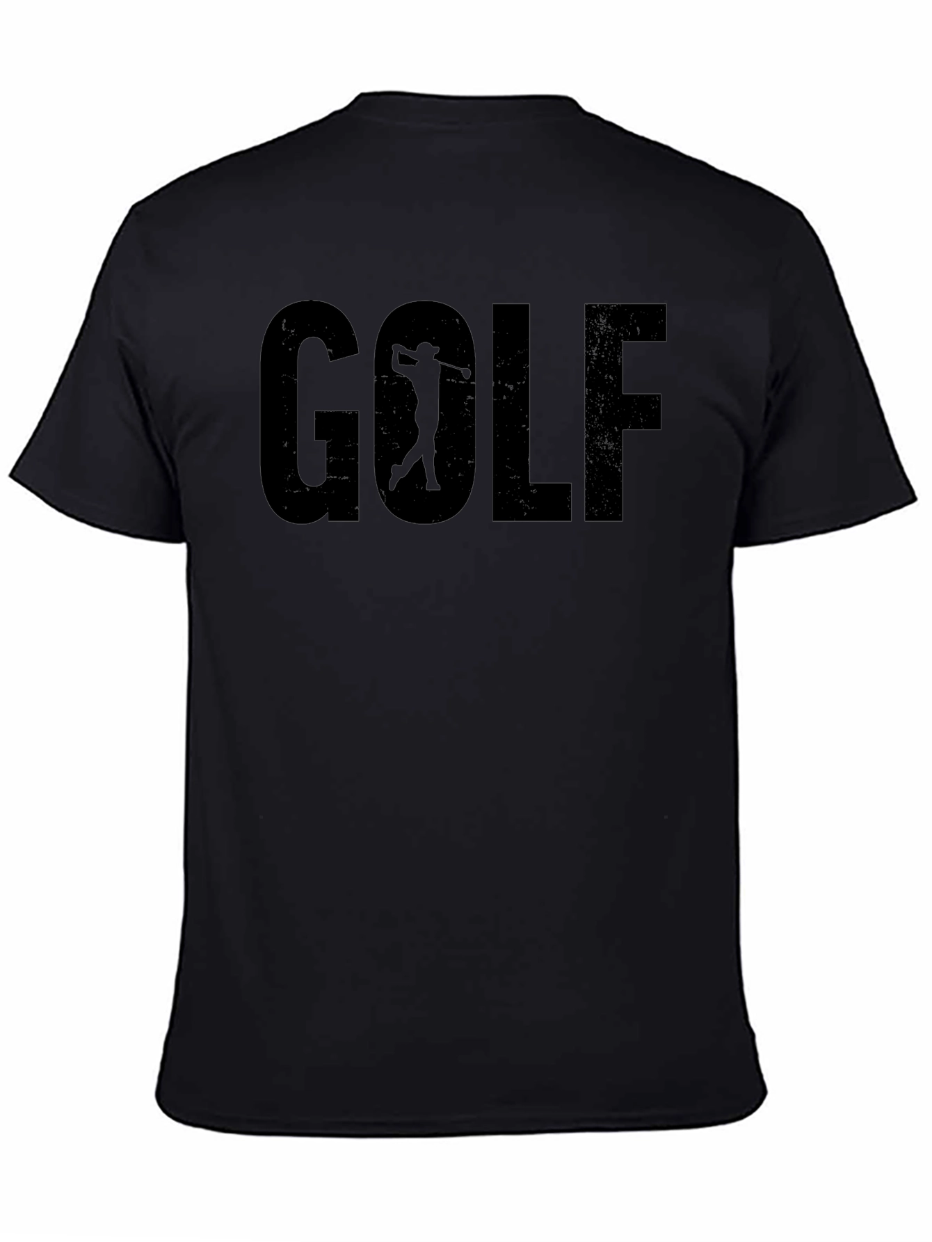 Golf Graphic Tee - Solid Black Crew Neck Shirt
