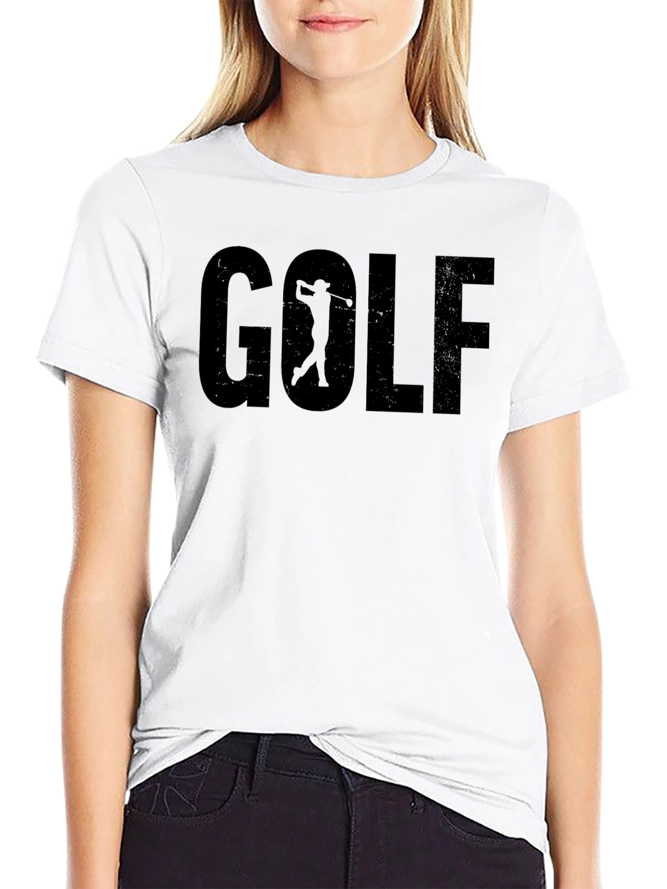 Golf Graphic Tee - Solid Black Crew Neck Shirt