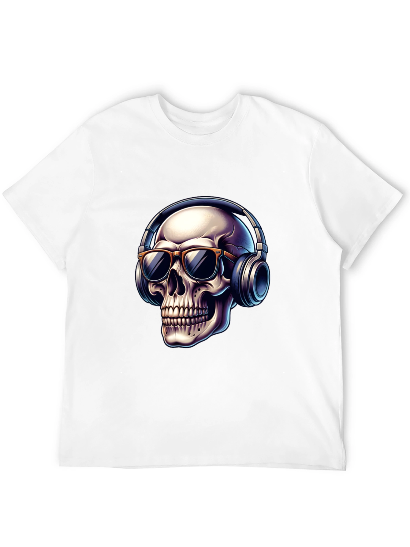 Skull with Headphones Graphic T-Shirt - Cool Design