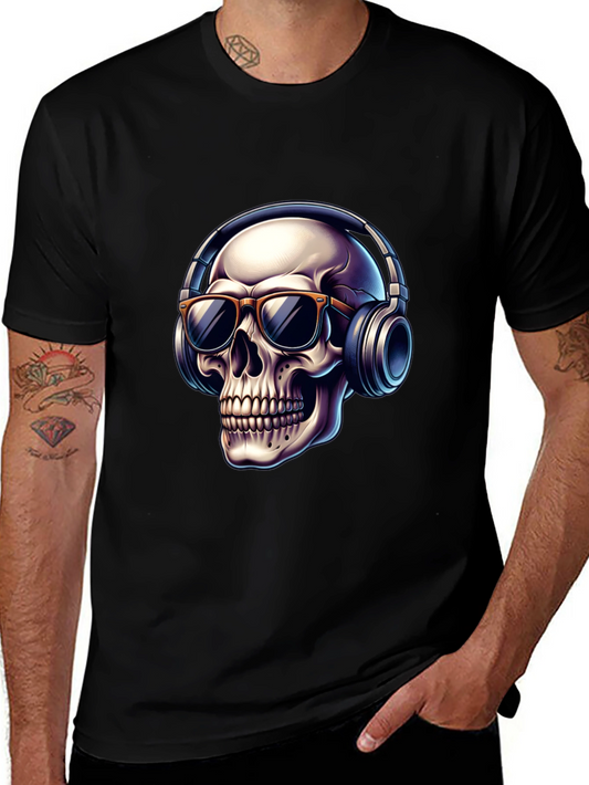 Skull with Headphones Graphic T-Shirt - Cool Design