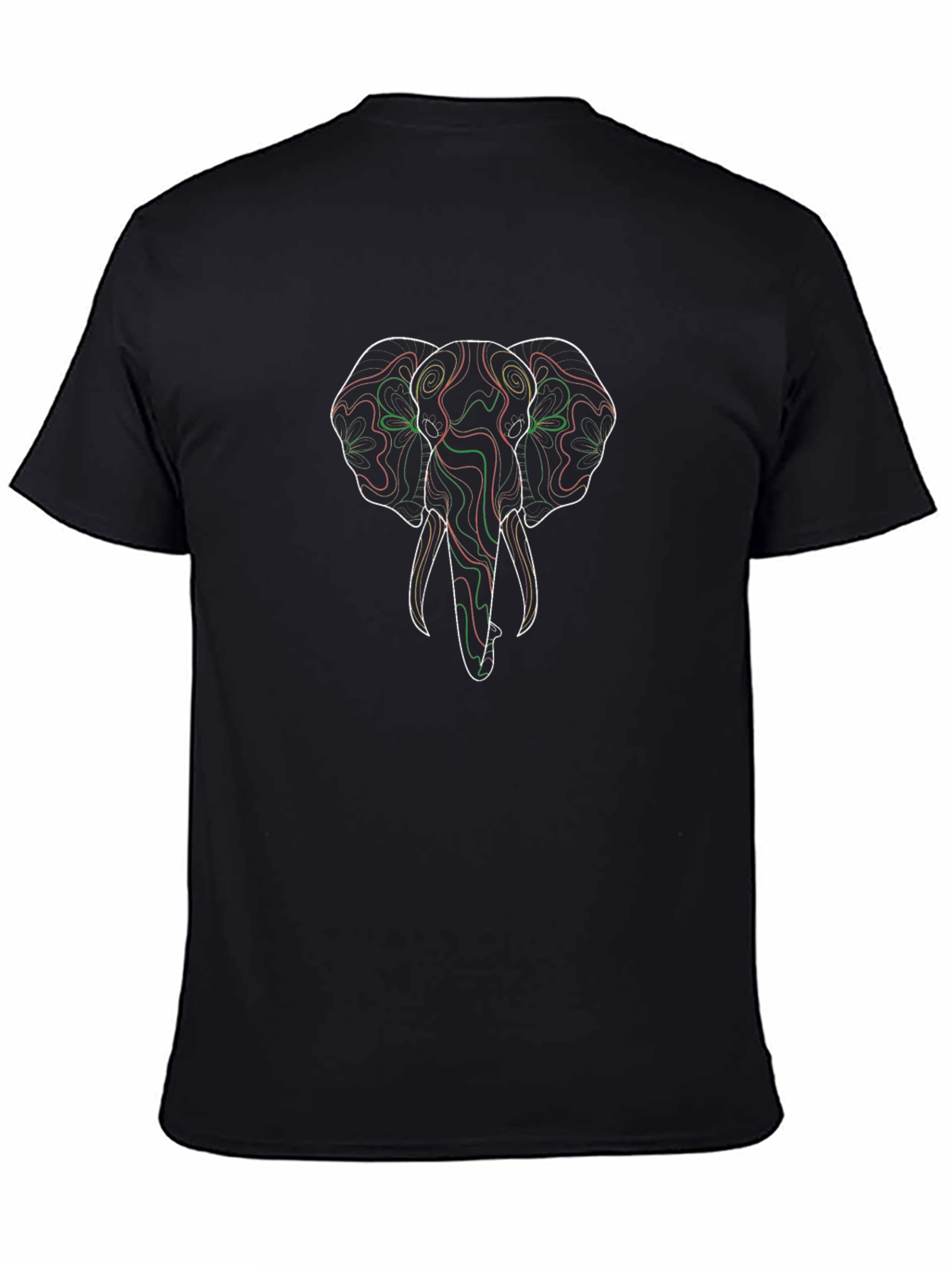 Abstract Elephant Graphic Tee - Black
