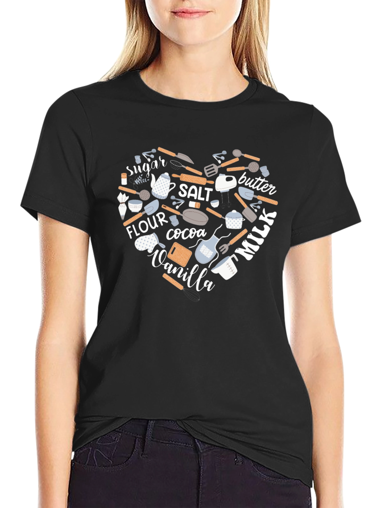 Baking Ingredients Heart Graphic T-Shirt