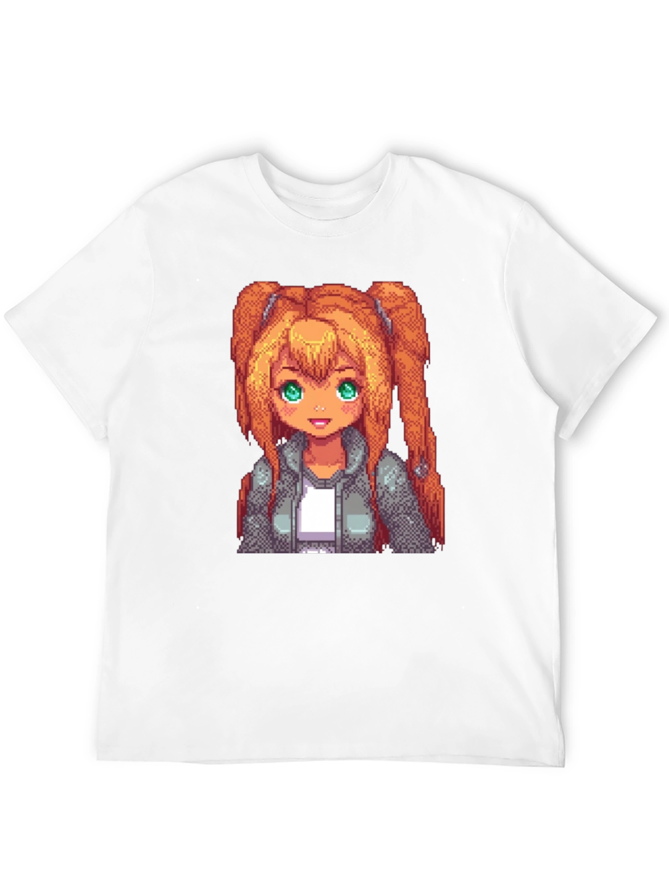 Pixel Anime Girl Graphic Tee - Black