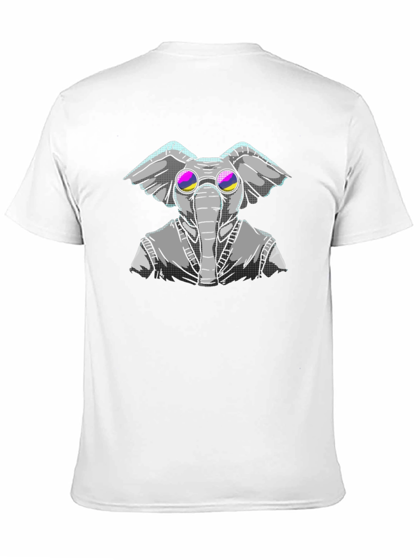 Elephant with Glasses Graphic Tee - Black