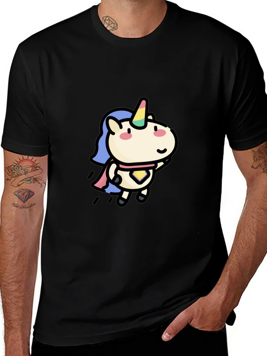 Unicorn Graphic Tee - Black Cotton Blend Comfort Fit