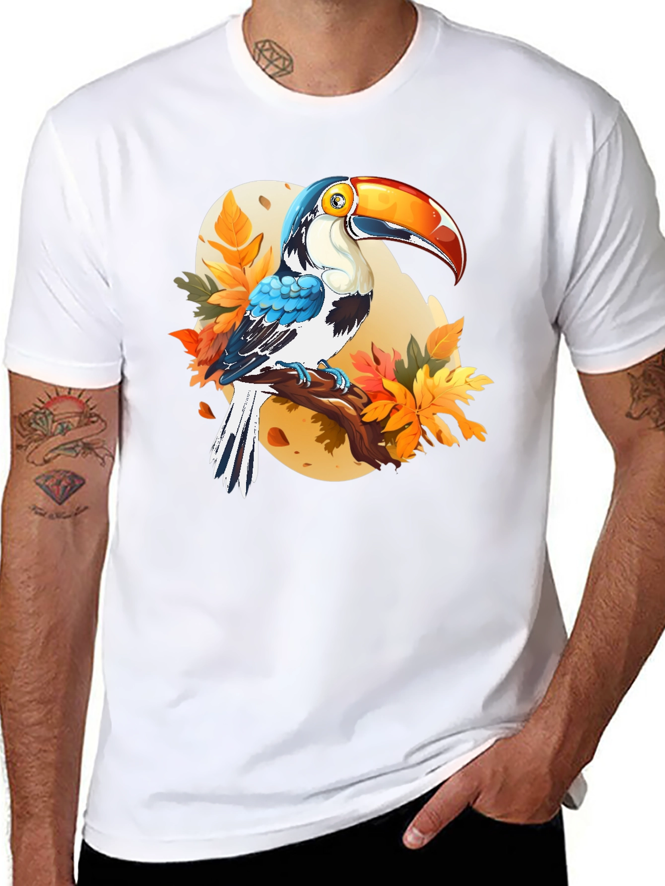 Toucan Graphic Print Black T-Shirt