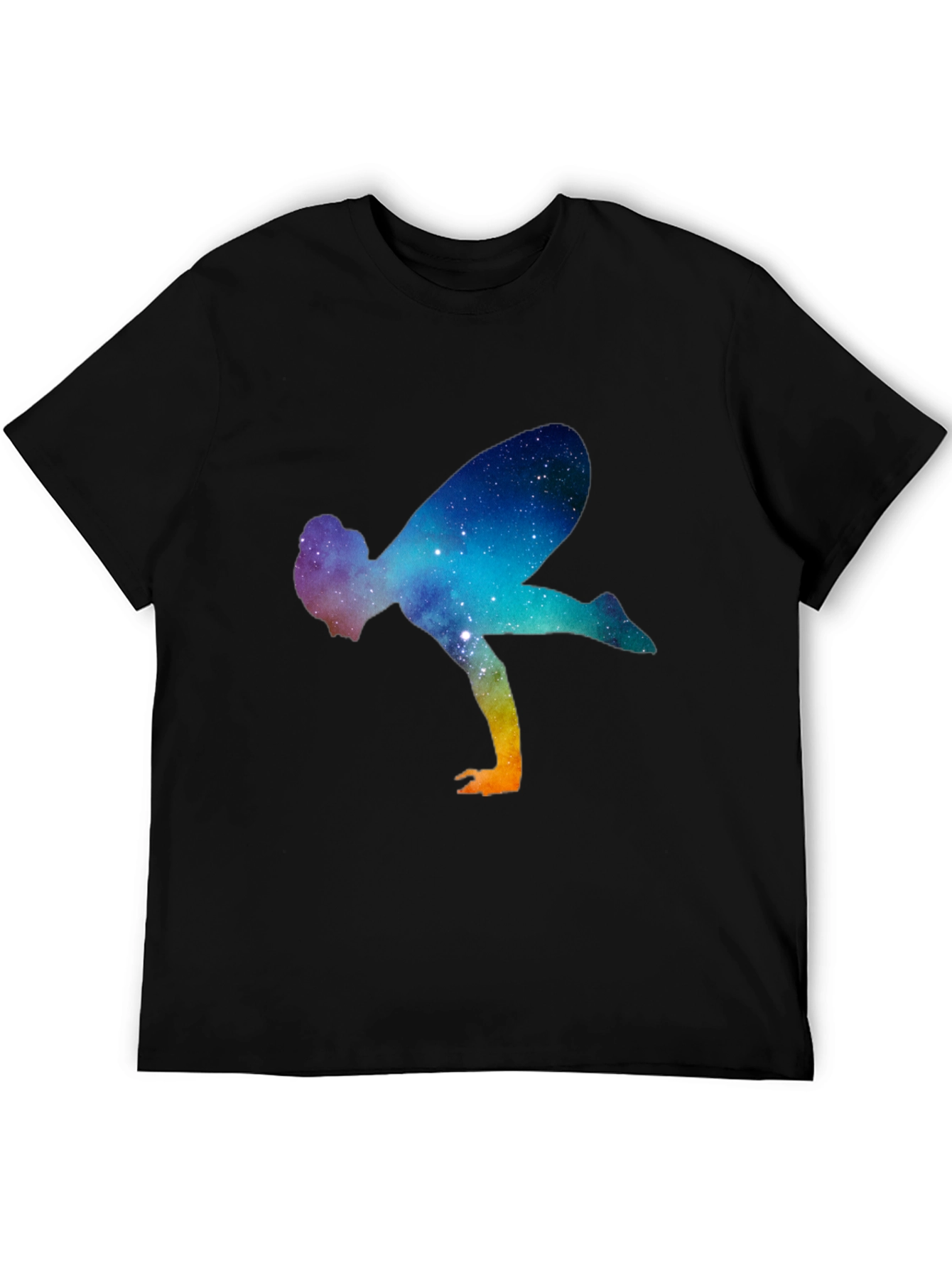 Galaxy Yoga Pose Mens Black T-Shirt