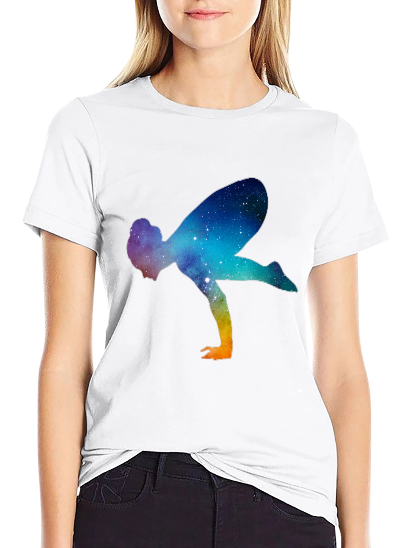 Galaxy Yoga Pose Mens Black T-Shirt