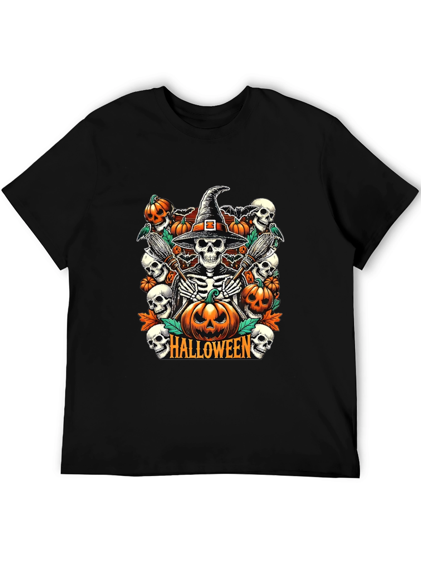 Halloween Skeleton Witch Graphic Tee