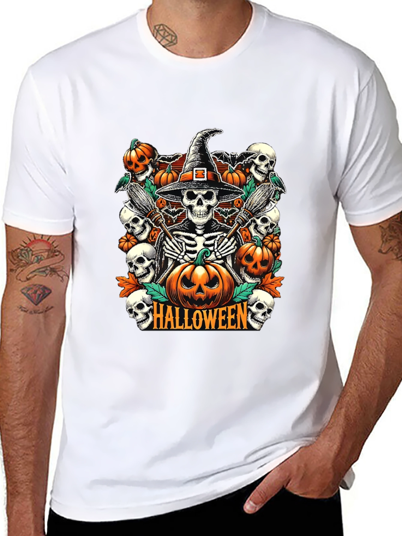 Halloween Skeleton Witch Graphic Tee