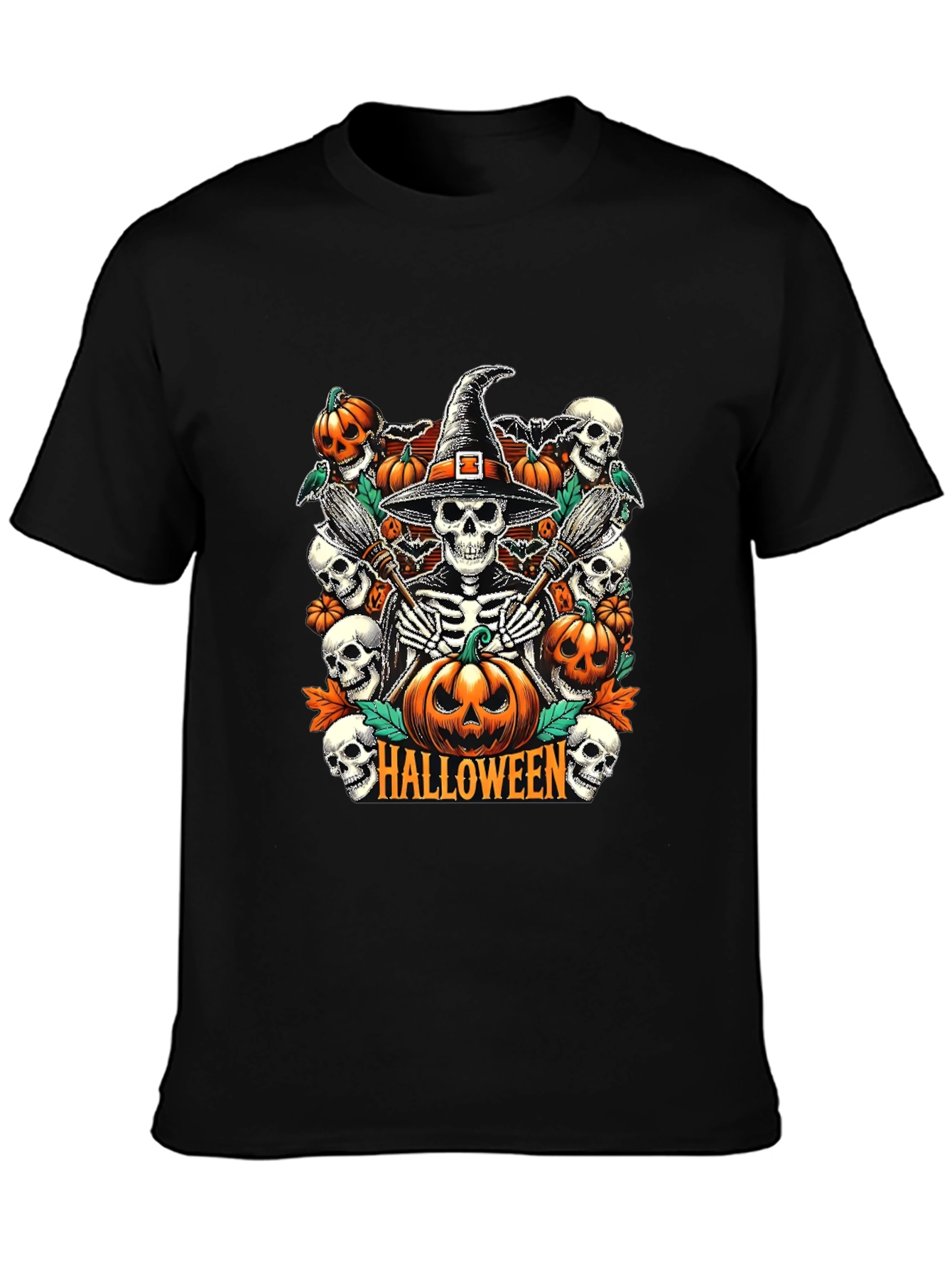 Halloween Skeleton Witch Graphic Tee