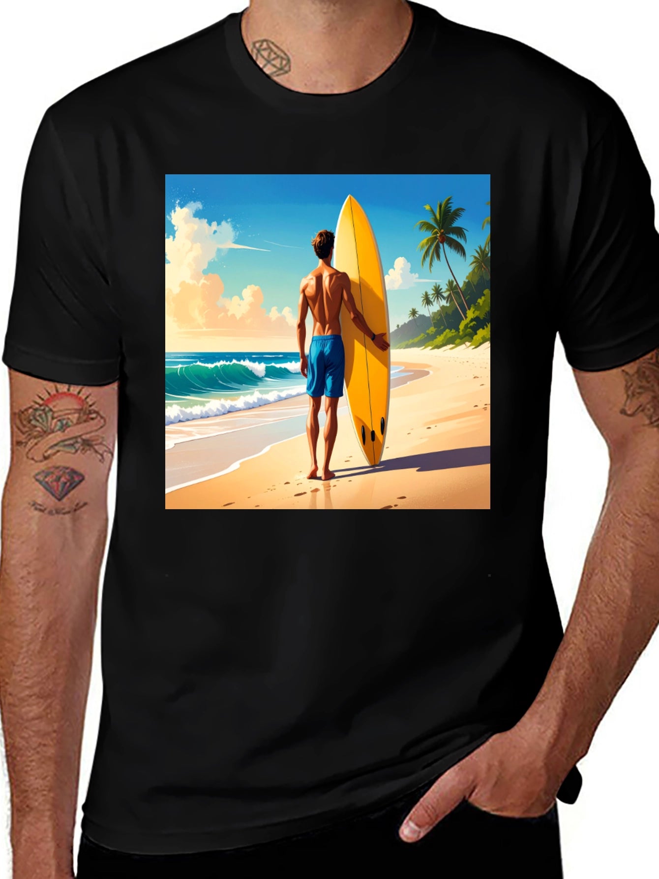 Beach Surfer Graphic Tee - Summer Vibes