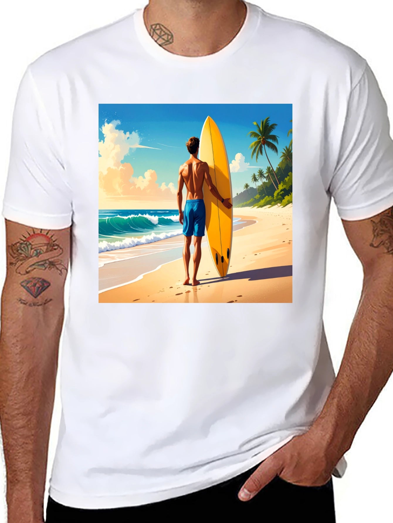 Beach Surfer Graphic Tee - Summer Vibes