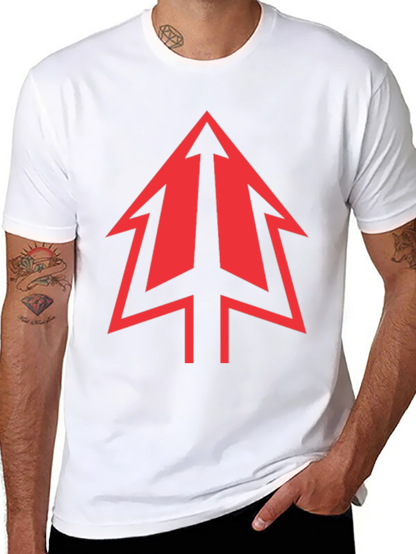 Bold Red Arrow Graphic Black T-Shirt
