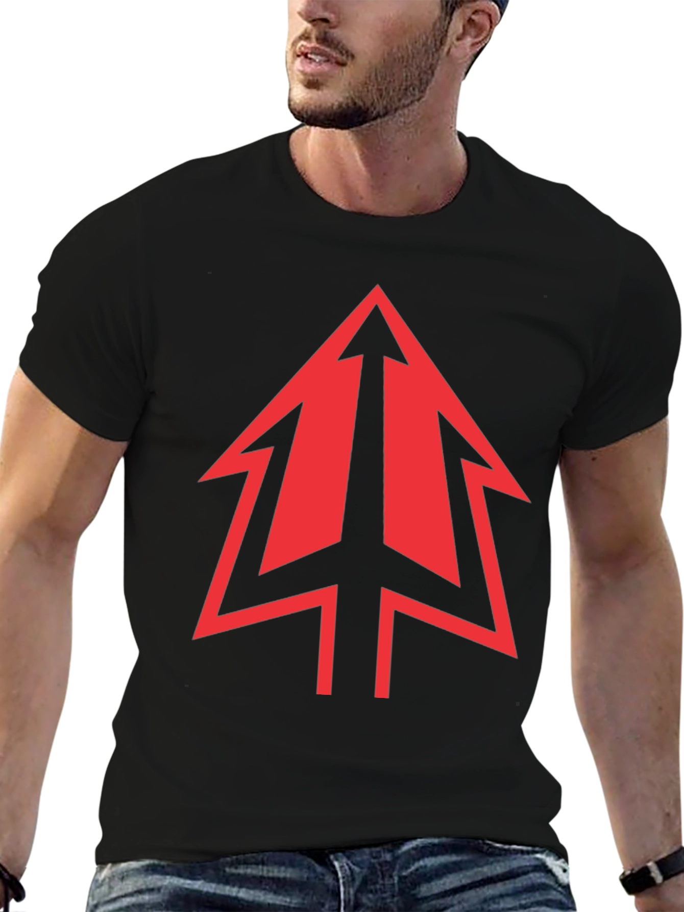 Bold Red Arrow Graphic Black T-Shirt