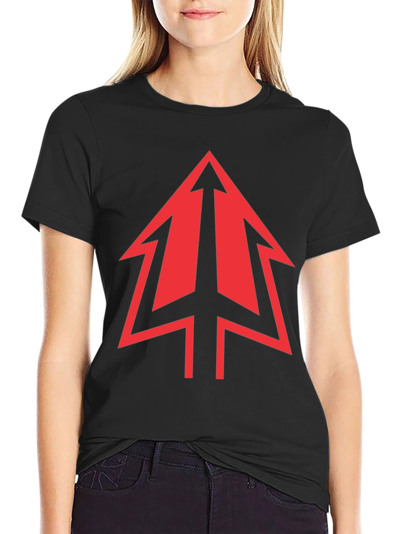 Bold Red Arrow Graphic Black T-Shirt
