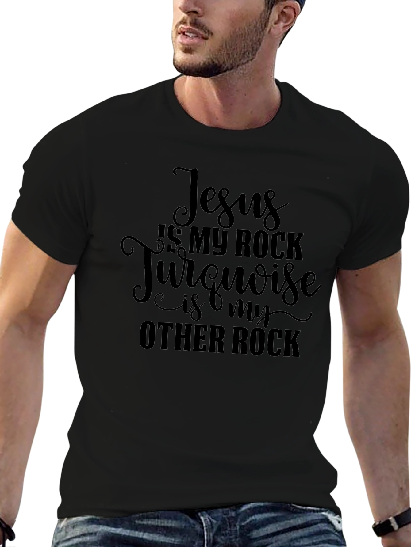 Jesus & Turquoise Rock Graphic T-Shirt