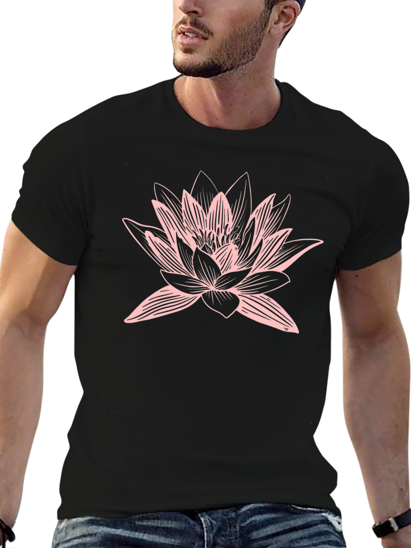 Lotus Graphic Black T-Shirt - Casual Comfort