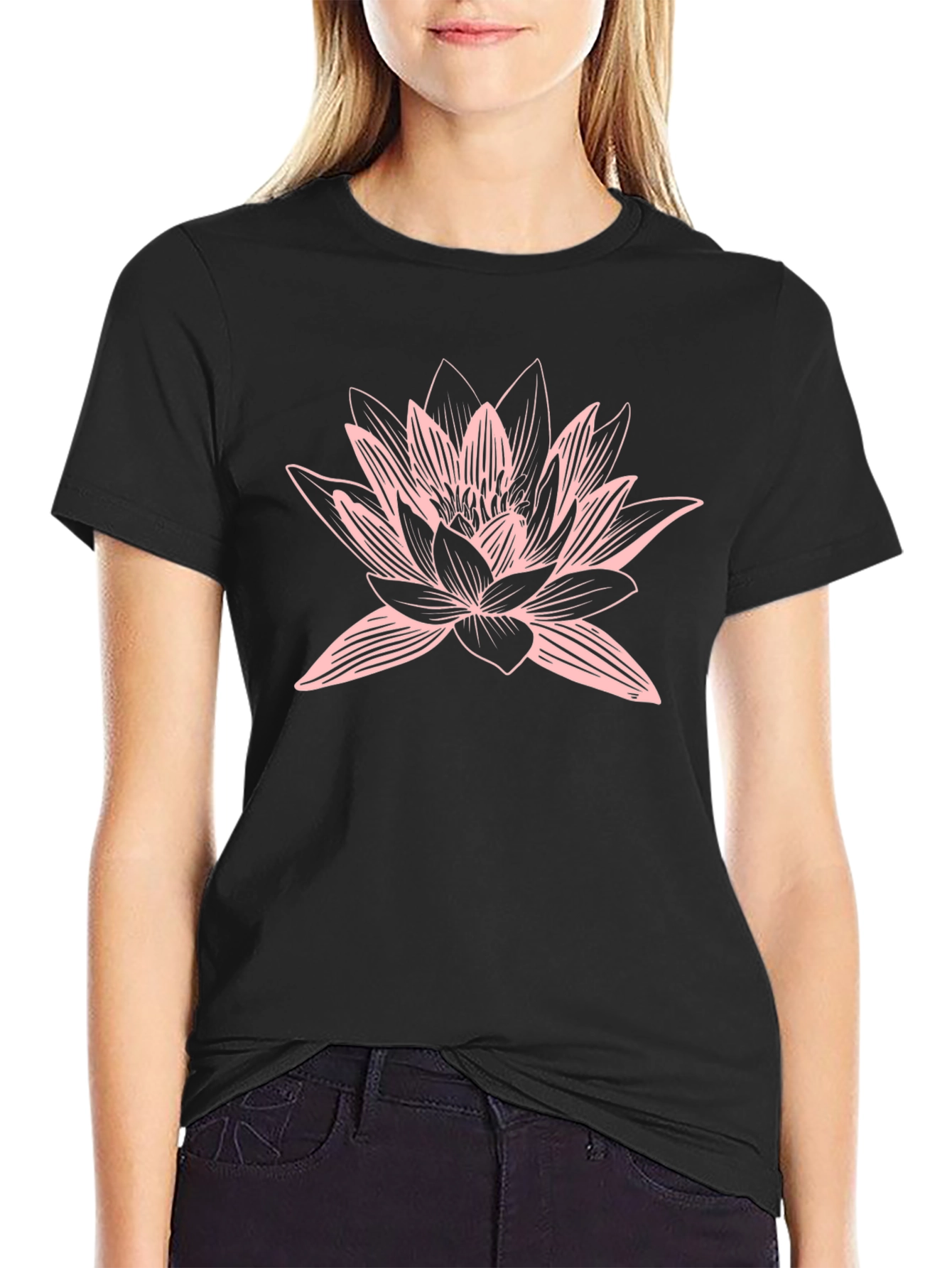 Lotus Graphic Black T-Shirt - Casual Comfort