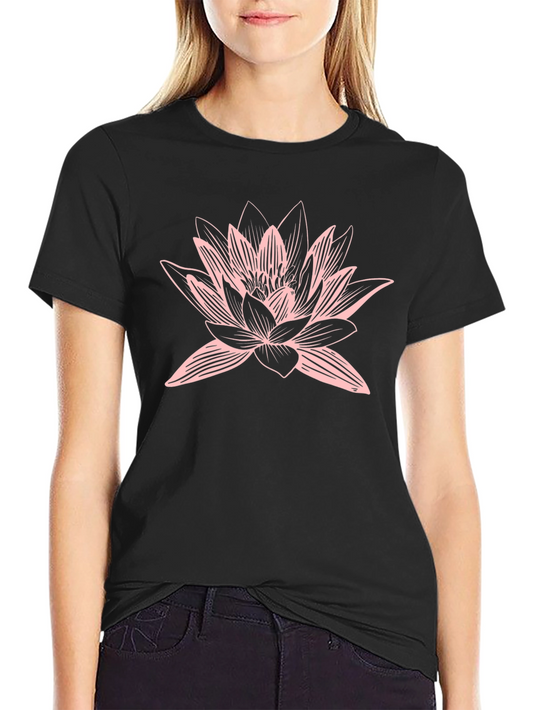 Lotus Graphic Black T-Shirt - Casual Comfort