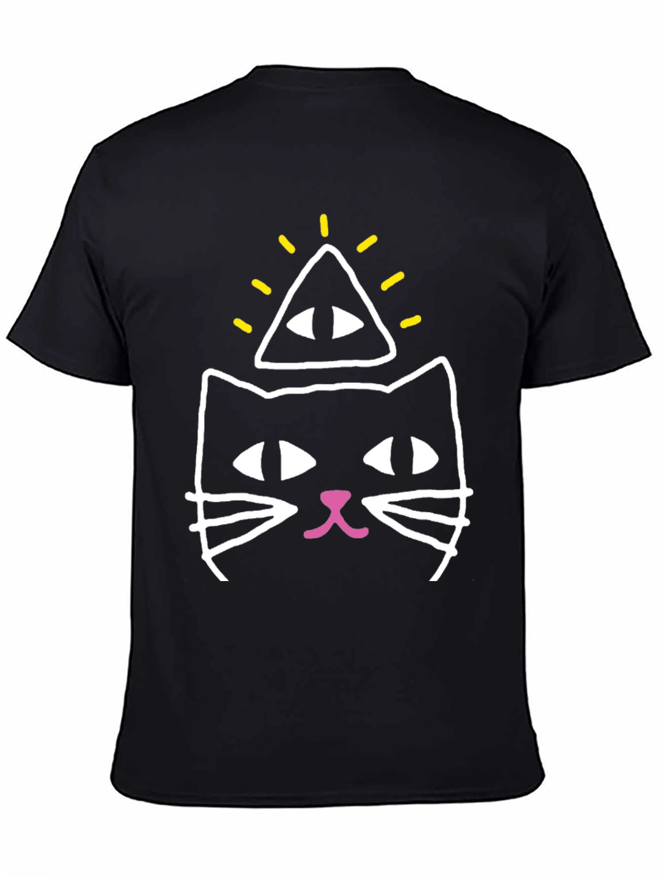 Illuminati Cat Graphic Tee - Black Cotton Blend