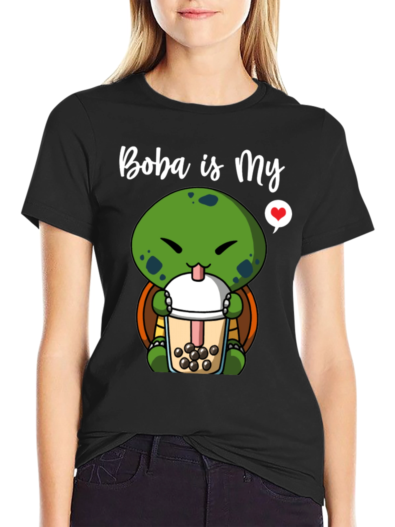 Boba Turtle Graphic T-Shirt Cute Design
