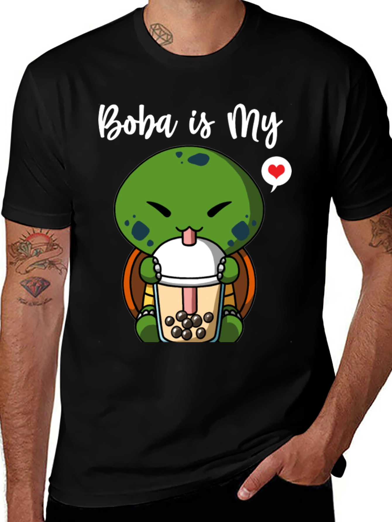 Boba Turtle Graphic T-Shirt Cute Design
