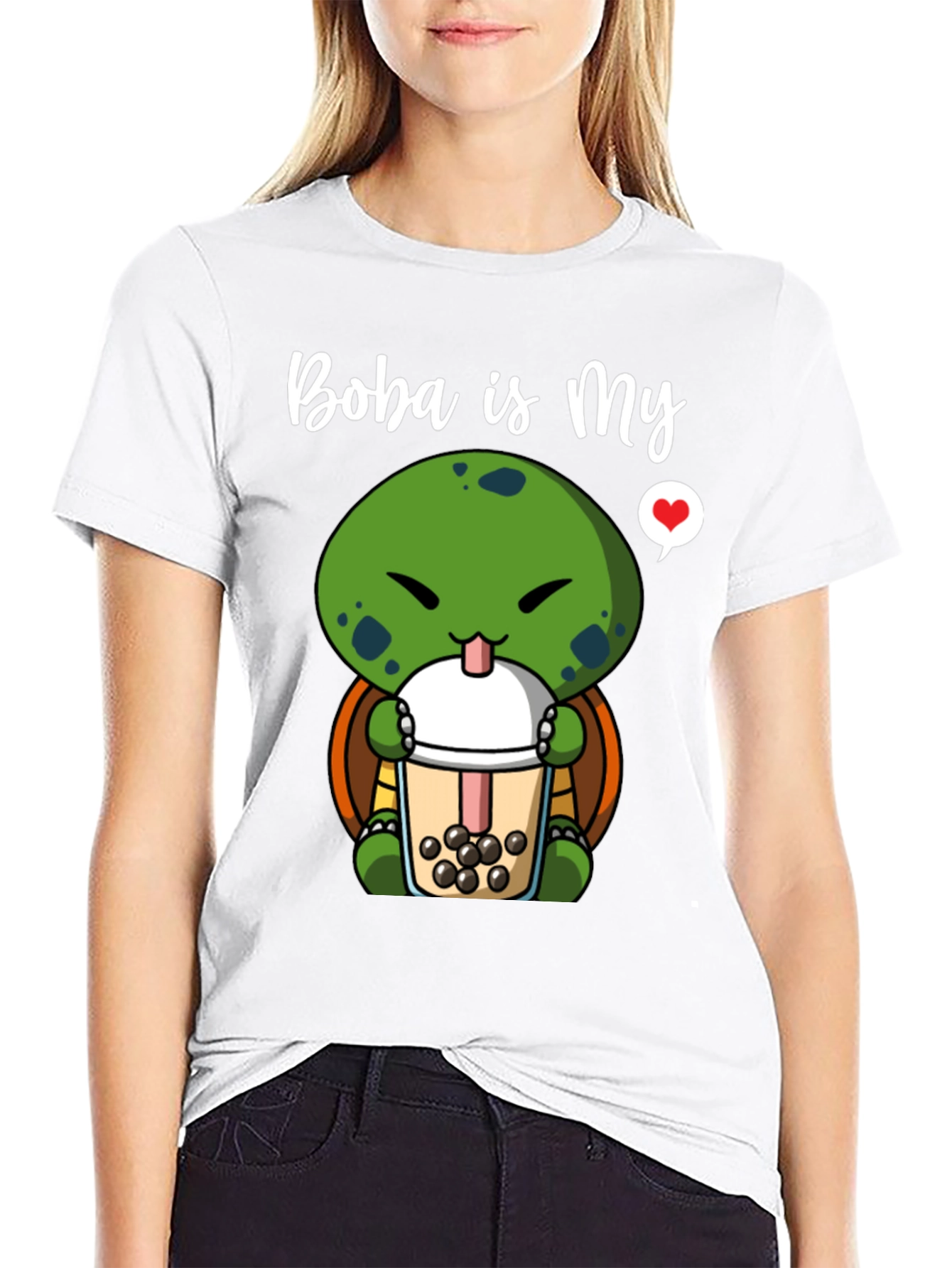 Boba Turtle Graphic T-Shirt Cute Design